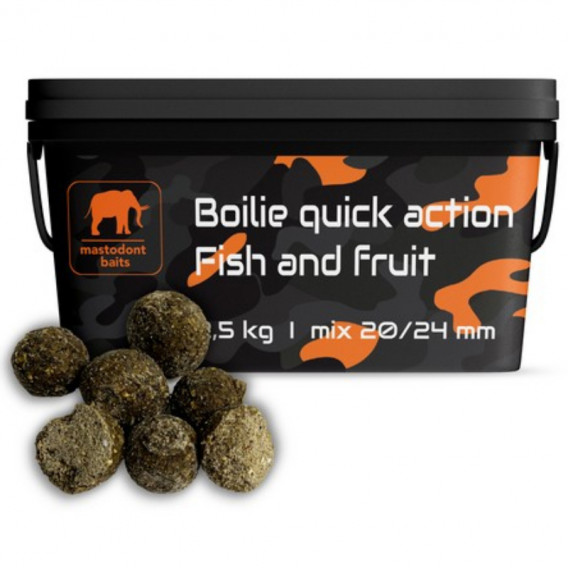 Mastodont Baits boilies quick action Fish and Fruit mix 2,5 kg 20/24 mm-BM01107