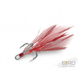 Delphin B!RD Hook TRIPLE / 3ks-červená pírka 10