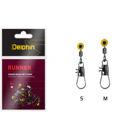 Feederový běžec s karabinkou Delphin RUNNER / 10ks-S