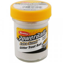 Berkley - Power Bait Extra Scent - Pstruhové Těsto - Bílá + Glitter 50g