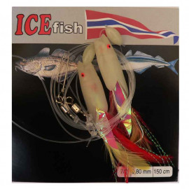 ICE FISH Návazec Ryba fólie fluo - peří velká 7/0 0,8mm 150cm