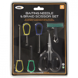 NGT Sada jehel, vrtáček, nůžky, utahovač - Baiting Needle and Braid Scissor set