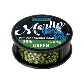 Kryston - Pletená šňůra Merlin fast sinking braid zelený 25lb 20m