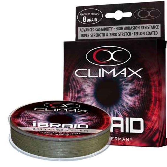 Pletená šňůra Climax iBraid zelená oliva 135m  0,20mm / 19kg