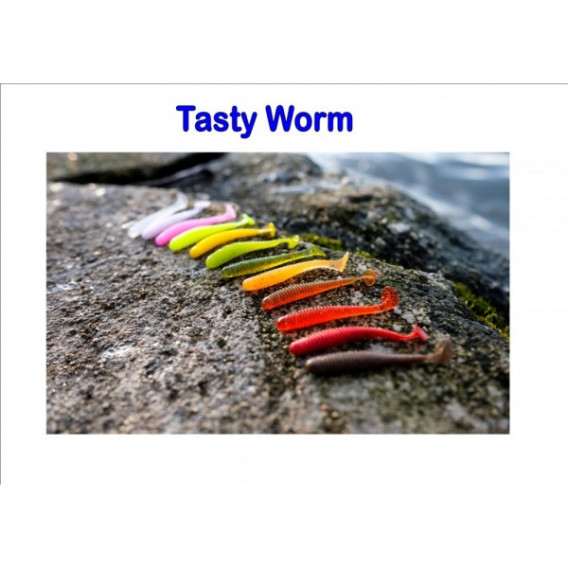 Tasty Worm, 50mm, 0,8g Varianta:  White with red glitter-Z00401