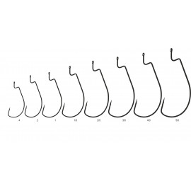 Mistrall offsetový háček Wide worm s očkem, velikost 4, black nickel, 10 ks/bal-MSB2315004