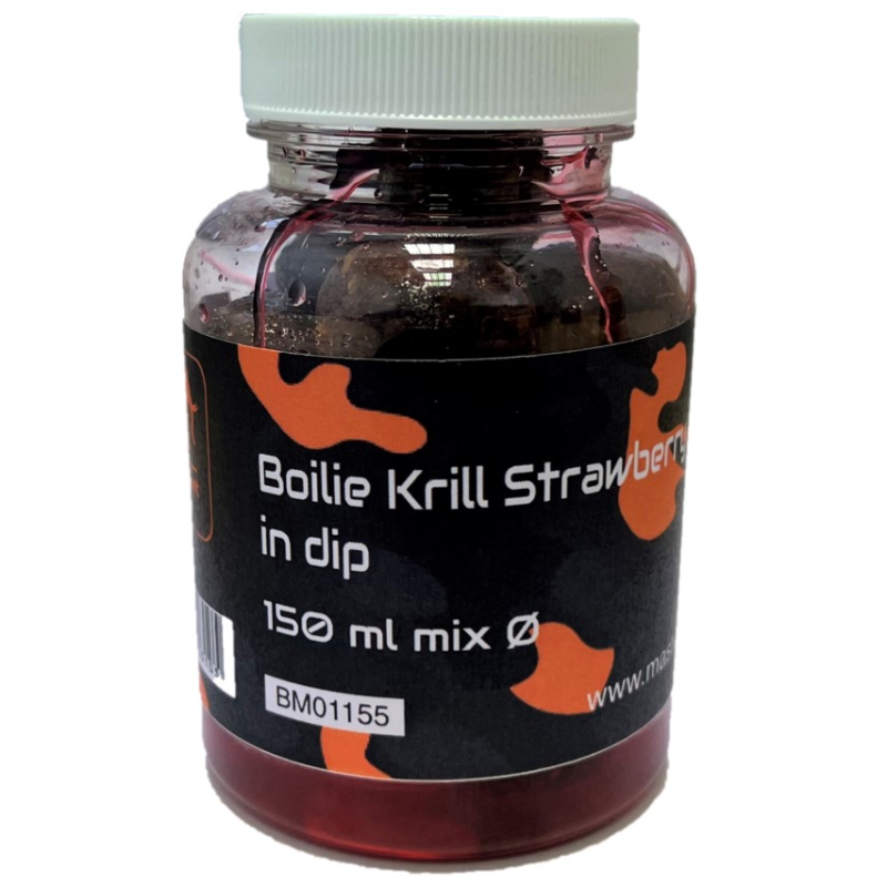 Mastodont Baits - Boilies Krill Strawberry Bergamot v dipu 150ml mix průměrů-BM01155