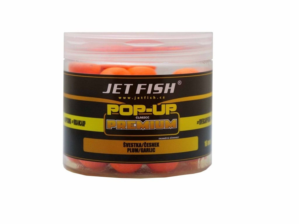 JetFish - Plovoucí boilies Premium clasicc POP-UP 12 mm/40g - ŠVESTKA/ČESNEK