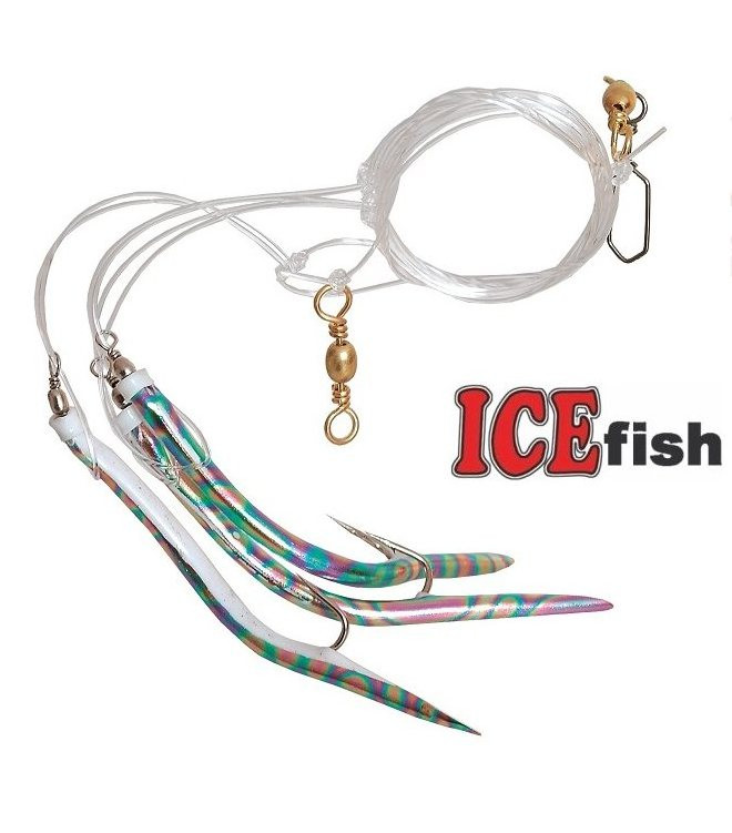 ICE FISH Návazec treskový papriky holografické 4/0 0,9mm 150cm - 2 háčkový