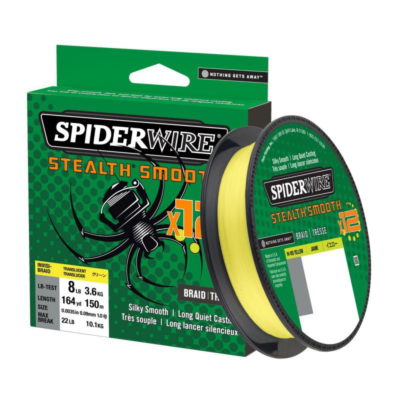 SPIDERWIRE - Pletená šňůra stealth smooth 12 - 0,15mm/16,5kg 150m - žlutá