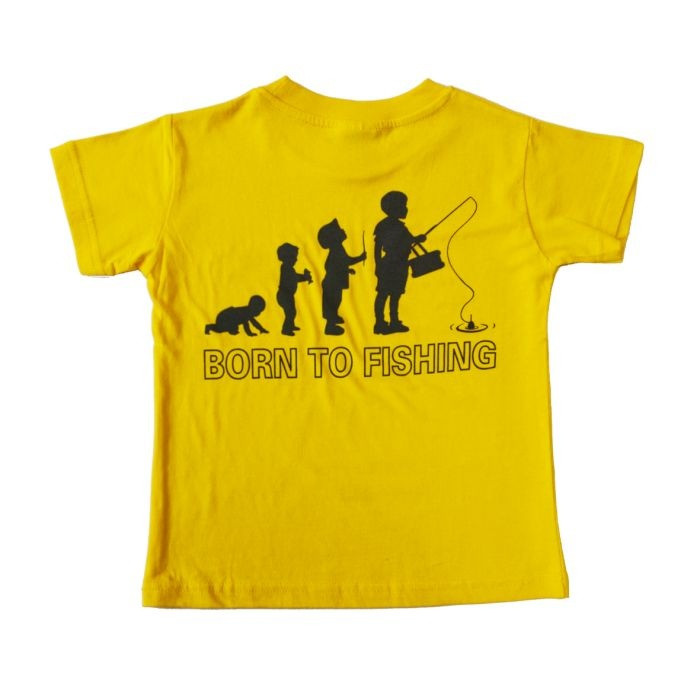 Tričko DOC-Fishing dětské s potiskem EVOLUTION - žlutá, 8 let