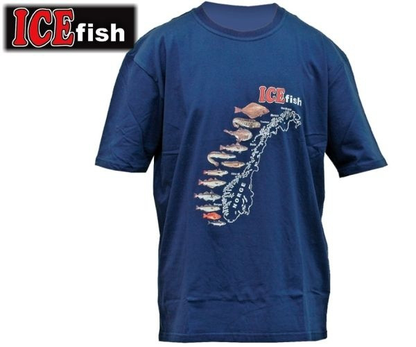 Tričko ICE FISH s potiskem NORGE, tmavě modré velikost XXL
