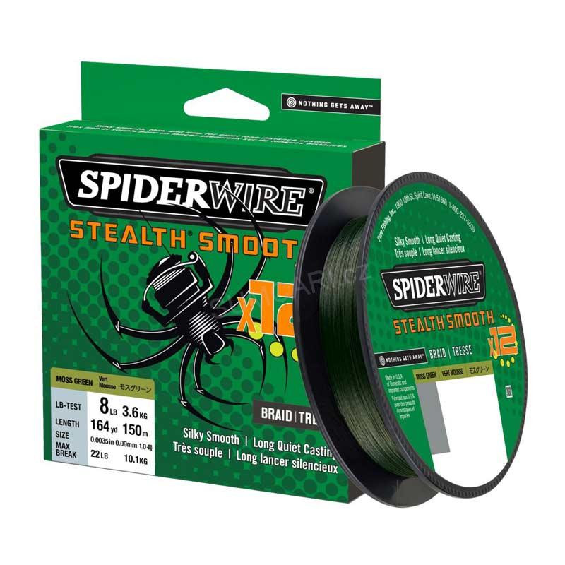 SPIDERWIRE - Pletená šňůra stealth smooth 12 - 0,11mm/10,3kg 150m - zelená