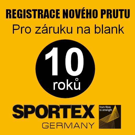 Registrace prutů sportex pro 10 let záruky na blank