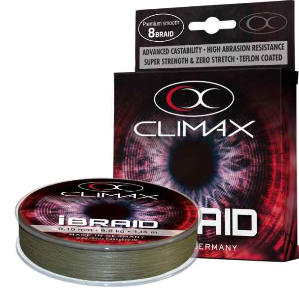 Pletená šňůra Climax iBraid zelená oliva 135m 0,20mm / 19kg