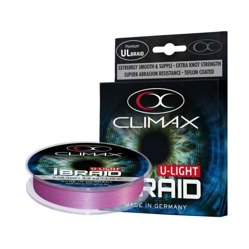 CLIMAX Pletená šňůra iBraid U-Light fluo fialová 135m/0,06mm/4,5kg