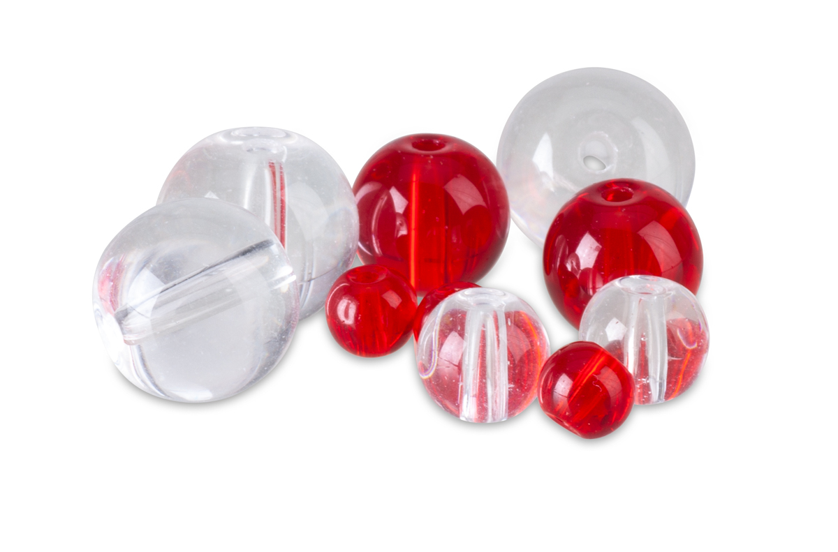 PFS červené korálky - Round Glass Beads Velikost 8 mm, 15ks/bal-2125908