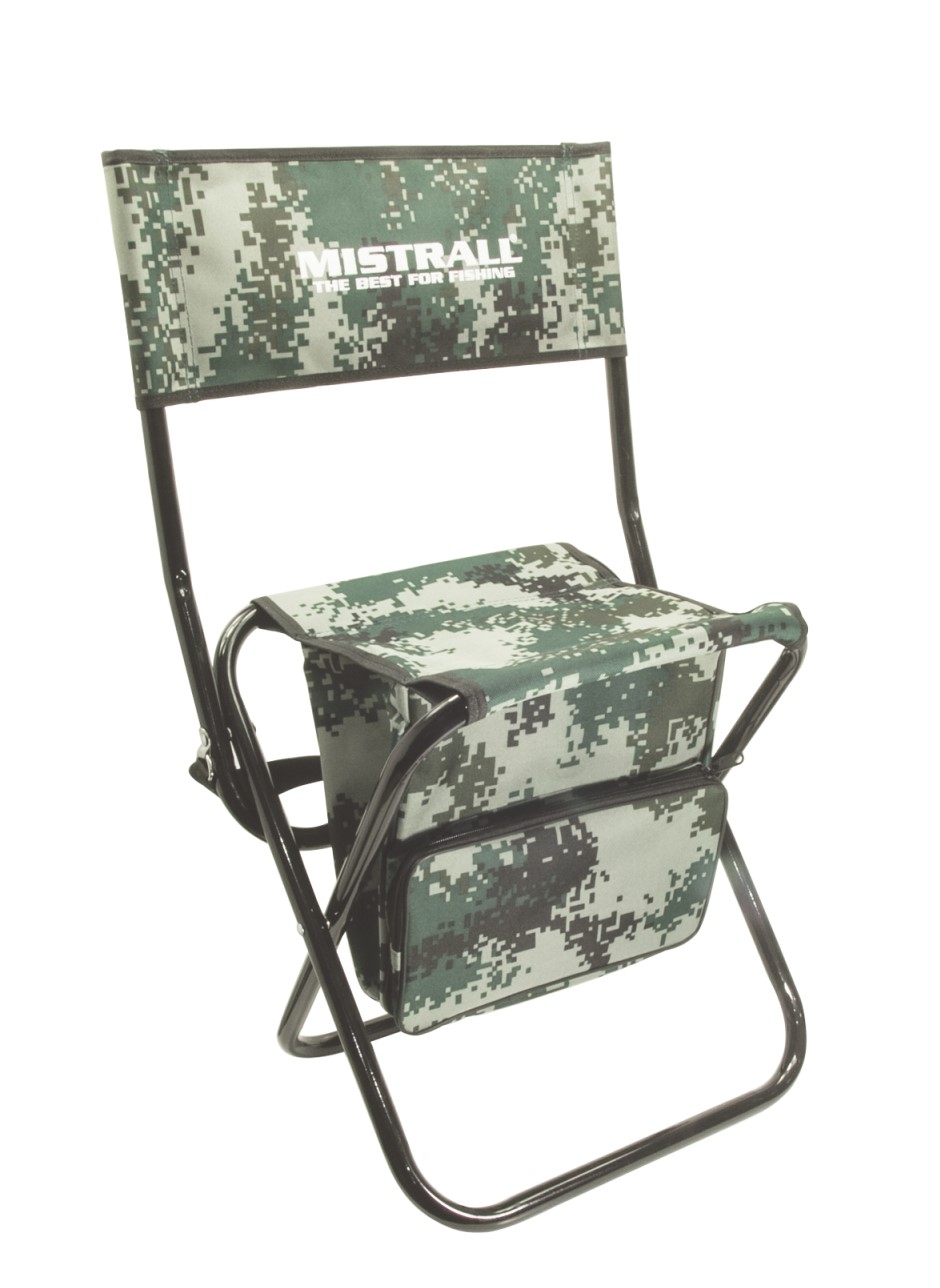 Mistrall rybářská židle s opěrátkem a taškou, maskáč-MAM6008862