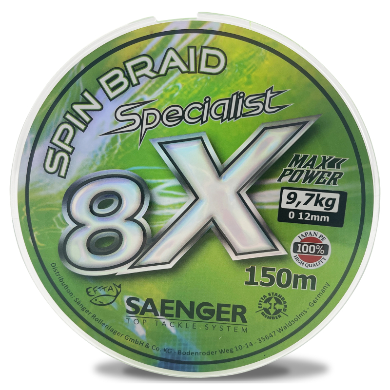 Saenger šňůra 8 X Specialist Spin Braid 150 m 0,10 mm zelená-1973110